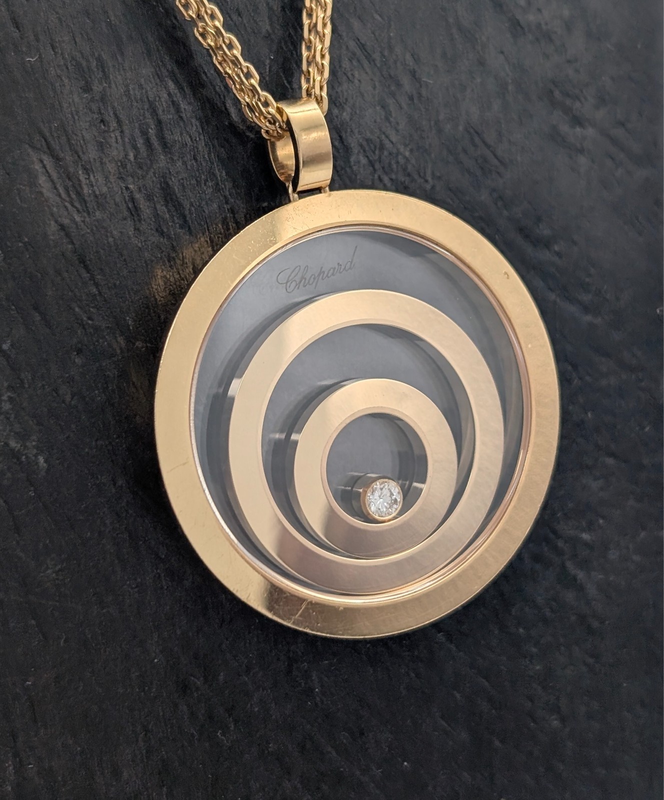 Chopard Happy Spirit Brilliant Pendant Necklace 60cm Yellow Gold 750/18K -33.30g #2019