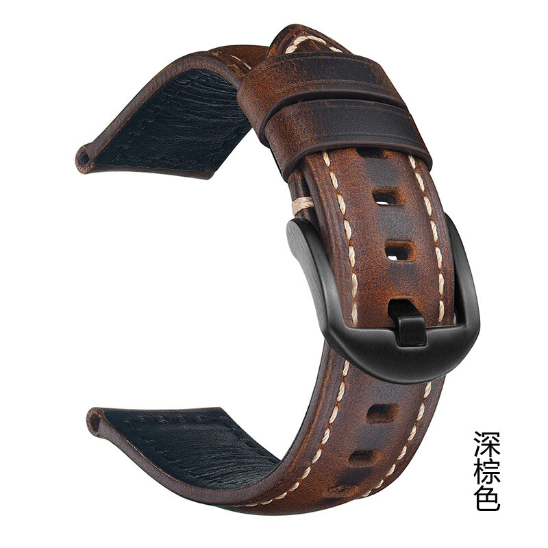 Vintage Oiled Waxed Genuine Leather Watch Band Strap Hand Made 18/20/22/24/26mm