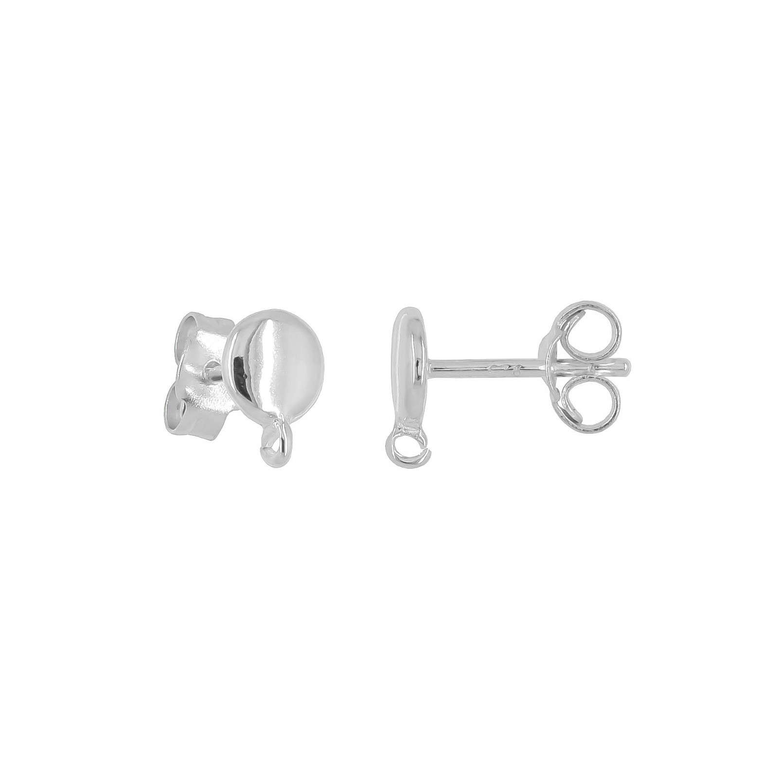 Sterling Silver Round Dome Stud Post Earring Connector with Open Loop #97717