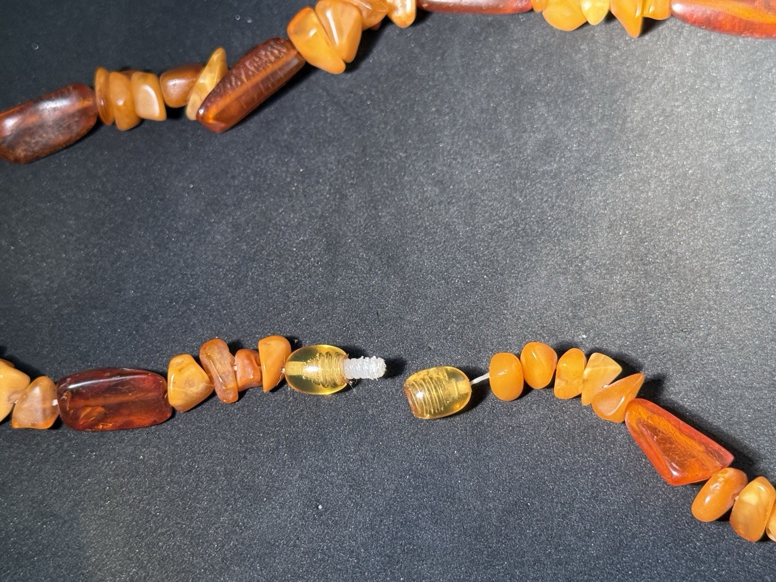 NaturalBaltic Amber Necklace Uncut Slices Egg Yolk & Cognac 18” Lithuania 19.81g