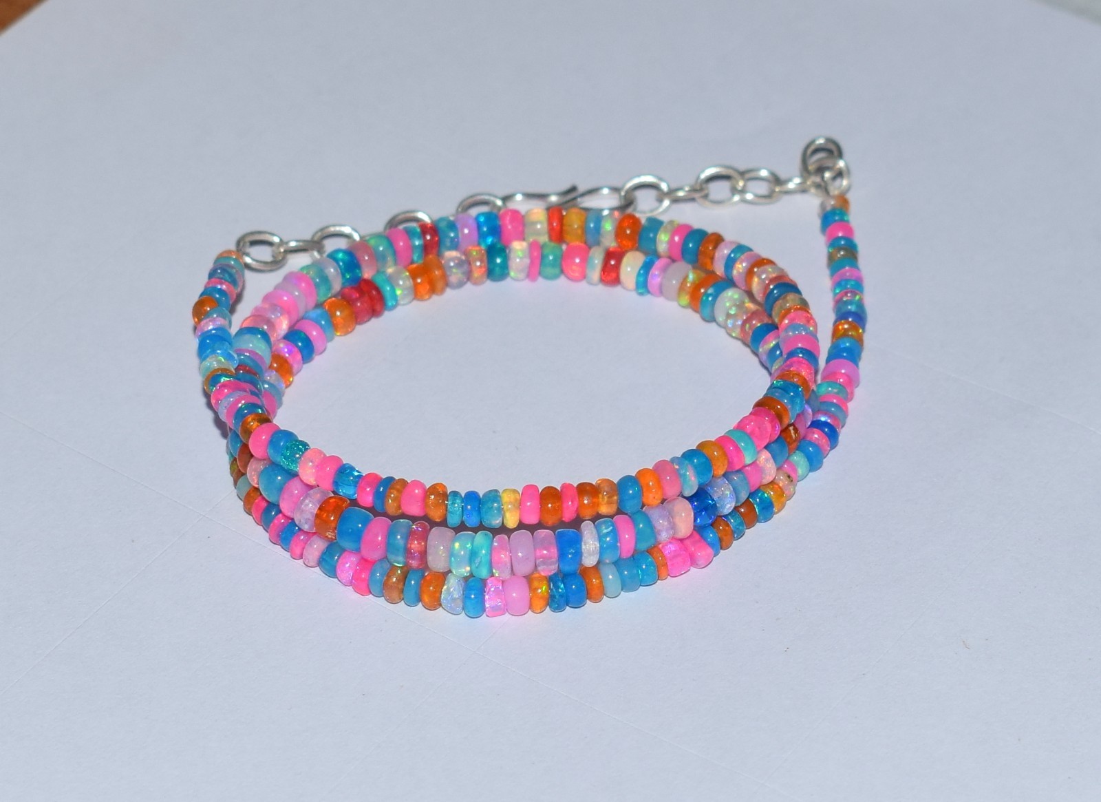 AAA+ Natural Ethiopian Opal Wello Fire Opal Gemstone Beads 16″Necklace M110