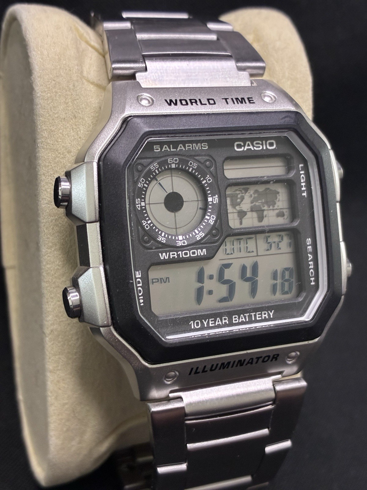 Casio AE1200WHD-1A “Casio Royale” World Time Digital Stainless Steel Watch