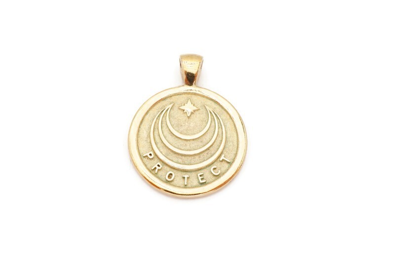 Jane Win Gold Plated Sterling Silver 925 Protect Pendant Inspirational