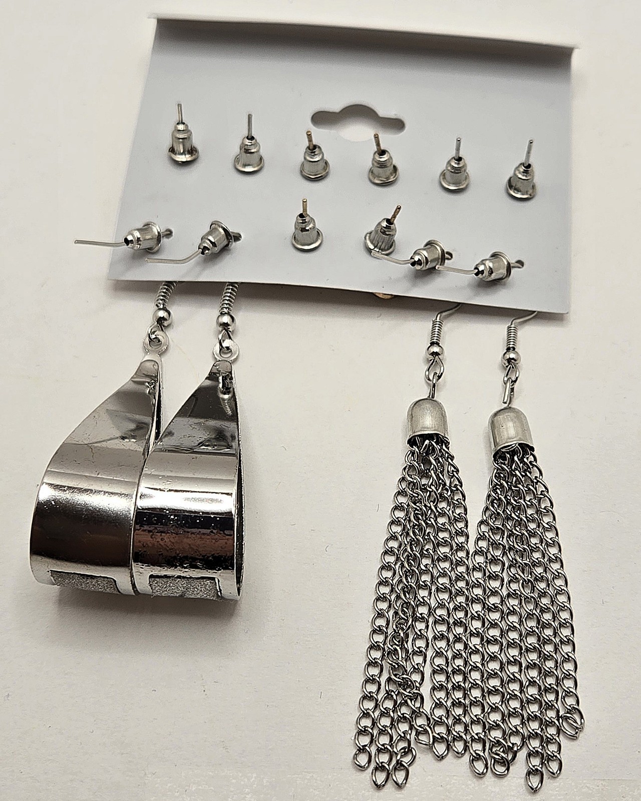 Fashion Earrings-Jewelry Sets Of Six Pair-NEW Silver Colored, Complete