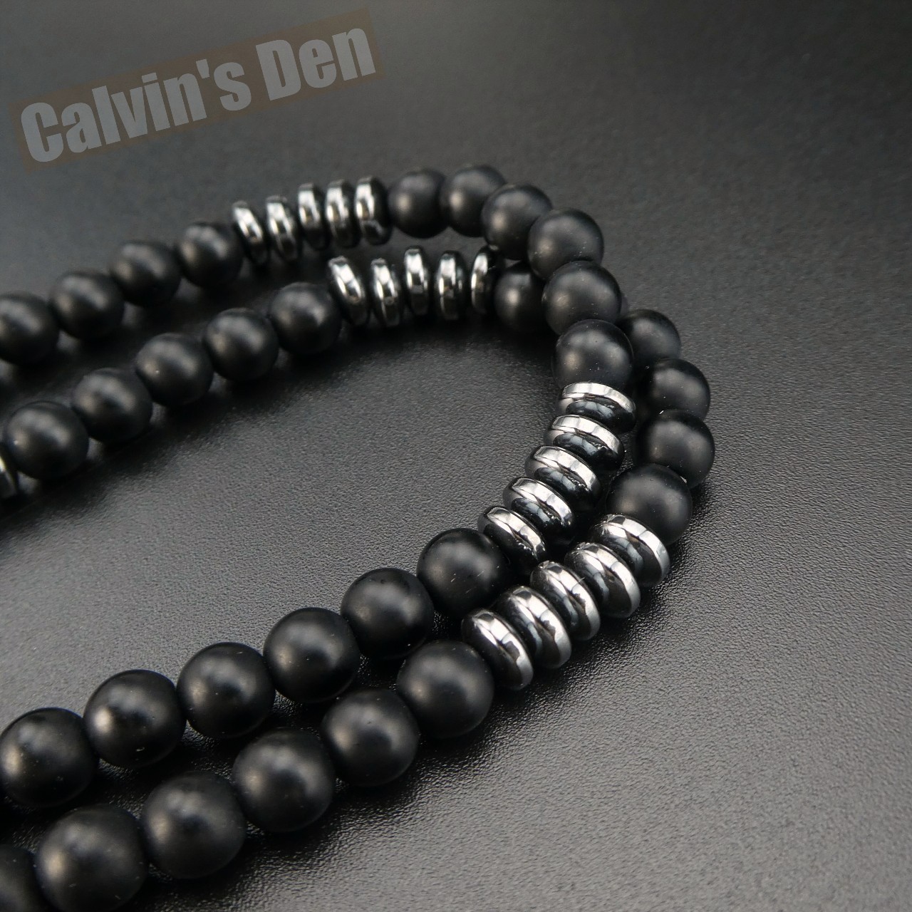 Matte Black Obsidian Black Hematite Tooth Fang Pendant Necklace Men Modern Boho