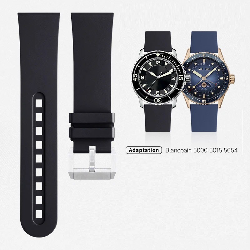 23mm FKM Rubber Watch Strap Band For Blancpain Fifty Fathoms 5000 5015 5054