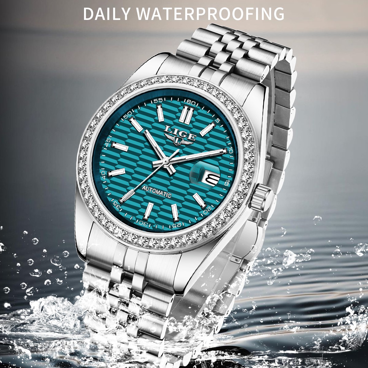 Men Luxury Watch Automatic Mechanical Date Luminous Waterproof Casual Wristwatch