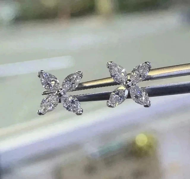 2Ct Marquise Cut Lab-Created Diamond Women’s Stud Earrings 14K White Gold Plated