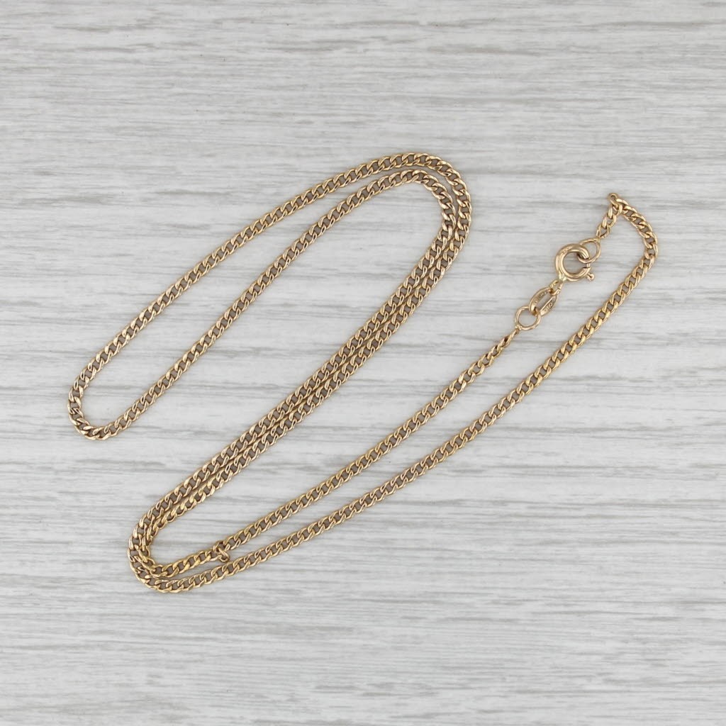 20.5″ 2.2mm Curb Chain Necklace 18k Yellow Gold Italian