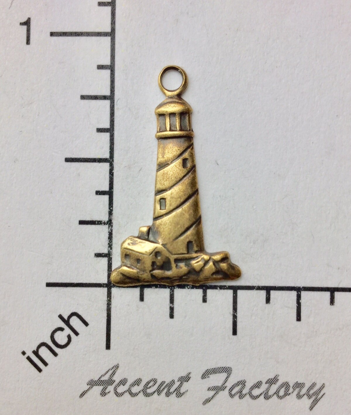 46383 – 4 Pc Small Lighthouse Charm Jewelry Finding Stamping Brass Ox
