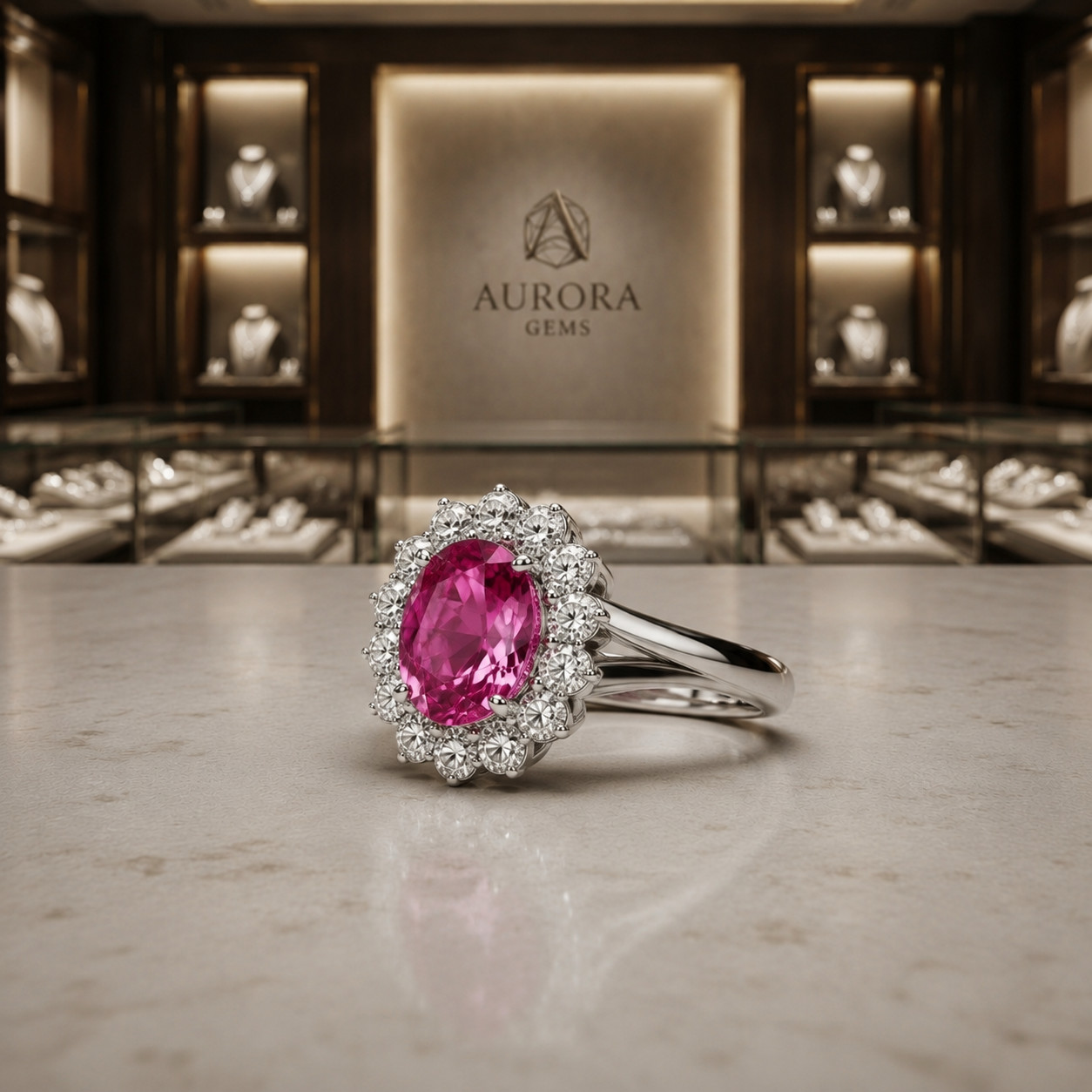 Natural Pink Sapphire & Diamond Wedding Gift Ring 14k White Gold 6 (Import Free)