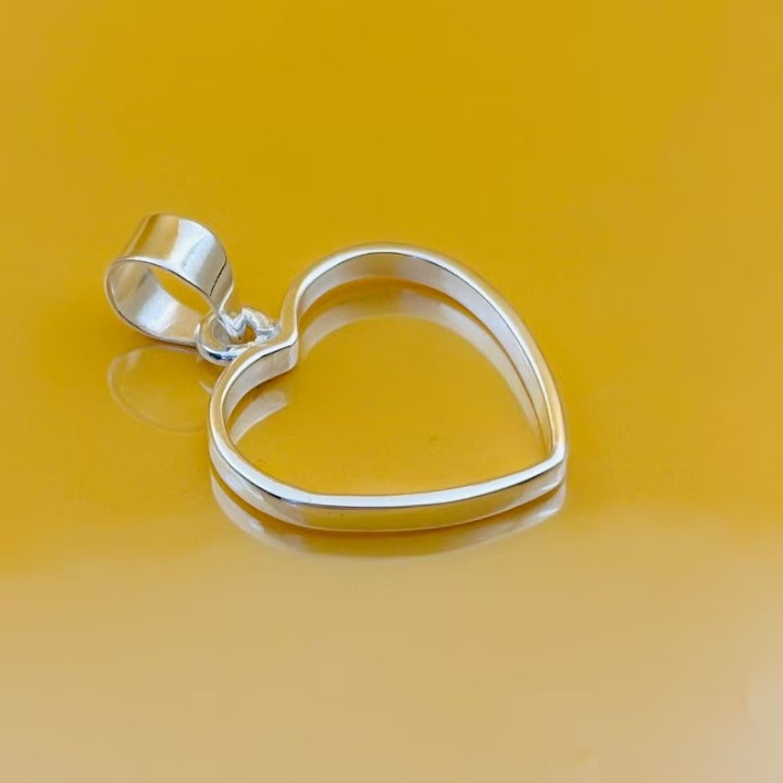 925 Sterling Silver 6mm Heart Open Bezel Pendant Setting Handmade Jewelry Making