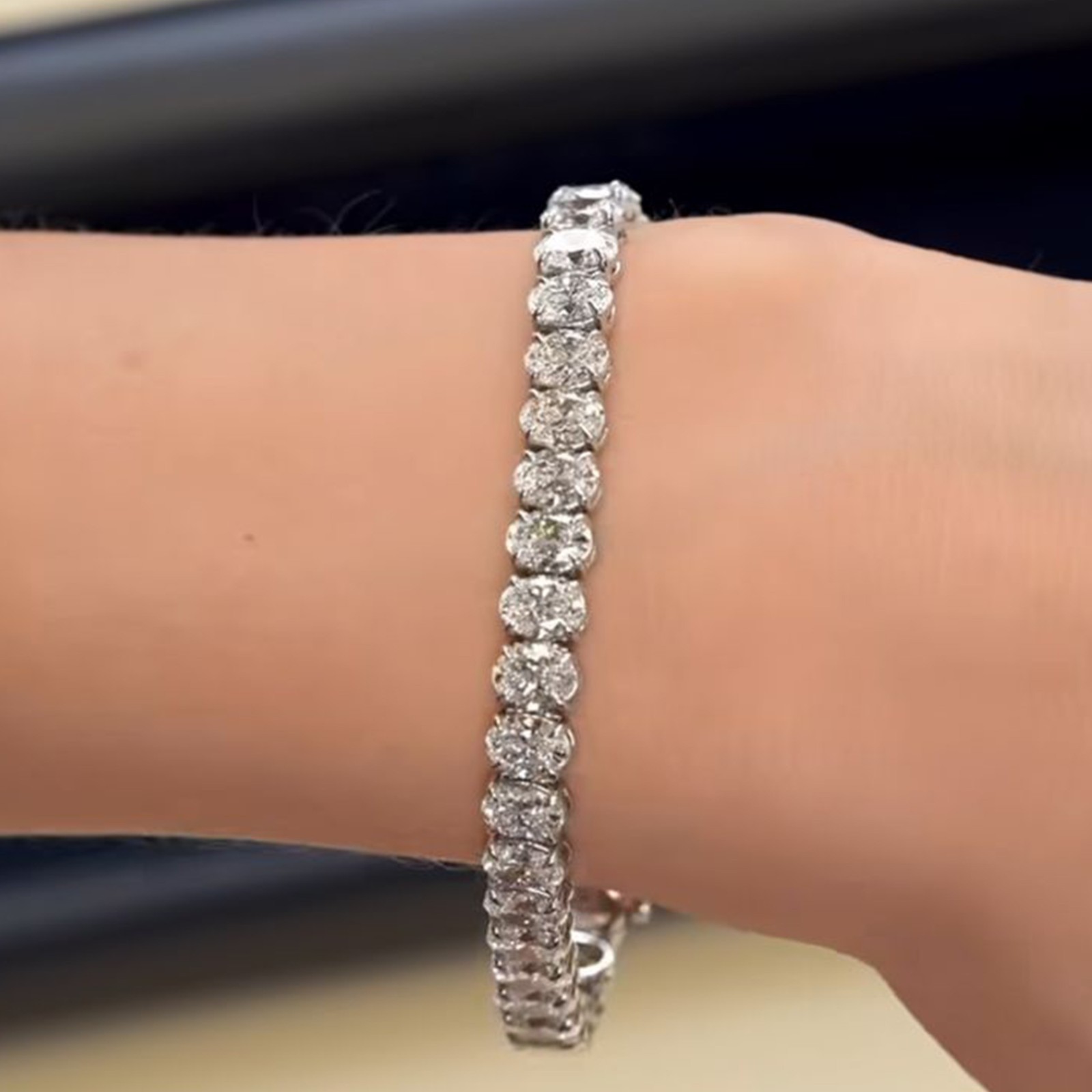 30 Ct Certified White Diamond Tennis Bracelet, 7.5 Inches 14k White Gold plated