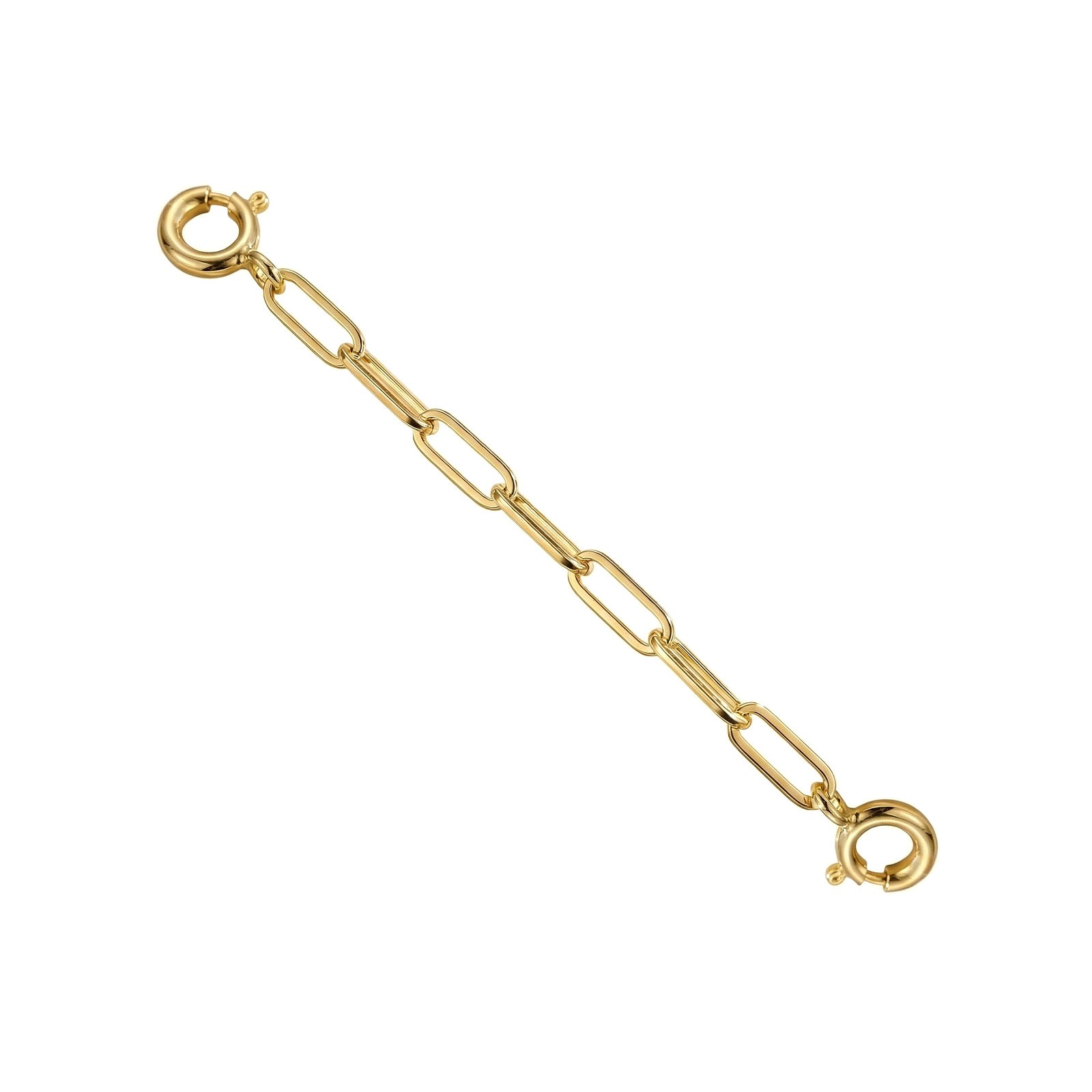 10k Solid Yellow Gold 2mm Paper Clip Extender 1″ to 10″ Spring Ring At Each End