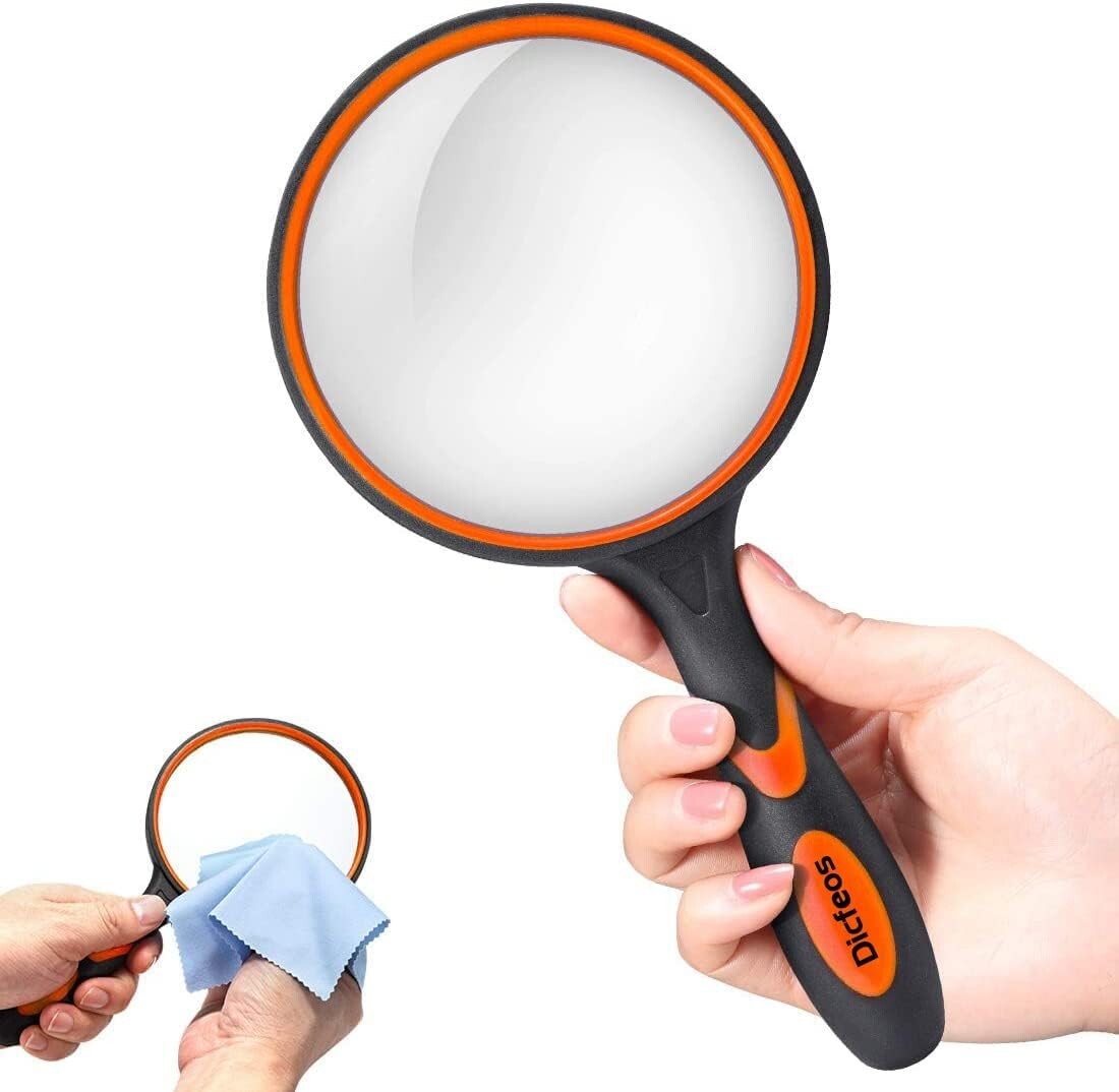 Dicfeos Magnifying Glass 10X Handheld Reading Magnifier – 75MM Large Magnifying