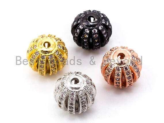 CZ Shamballa Round Cage Spacer Beads for Jewelry Making, 8/9.5/12mm – sku#G302