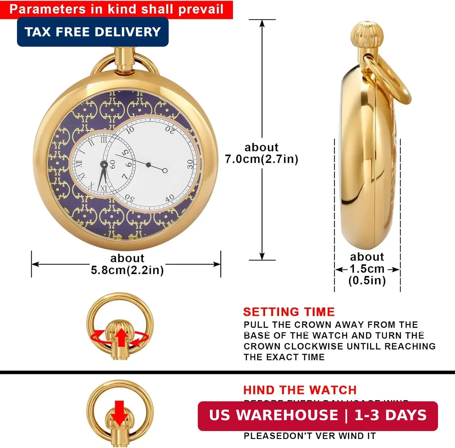 Tourbillon Day&Moon Phase Display Pocket Watch,Mens London Vintage Copper Hand-W