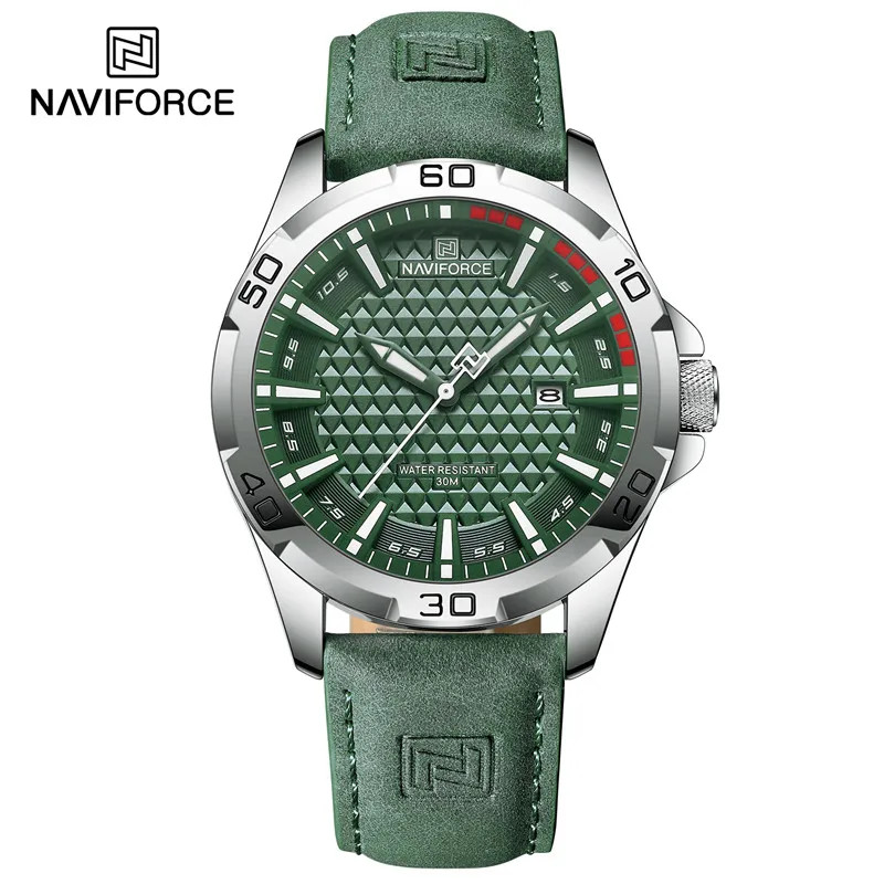 NAVIFORCE NF8023 Men’s Quartz Watch Leather Strap Calendar 30M Waterproof