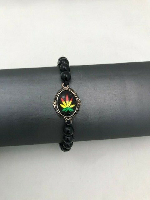 Celebrity Favorite Unisex Black beaded pot plant adjustable bracelet