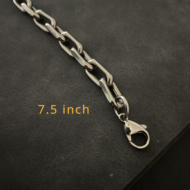 New 8mm Pure Titanium Chain Bracelet Men’s Women Flat O-Chain Anti Allergy 7.5″
