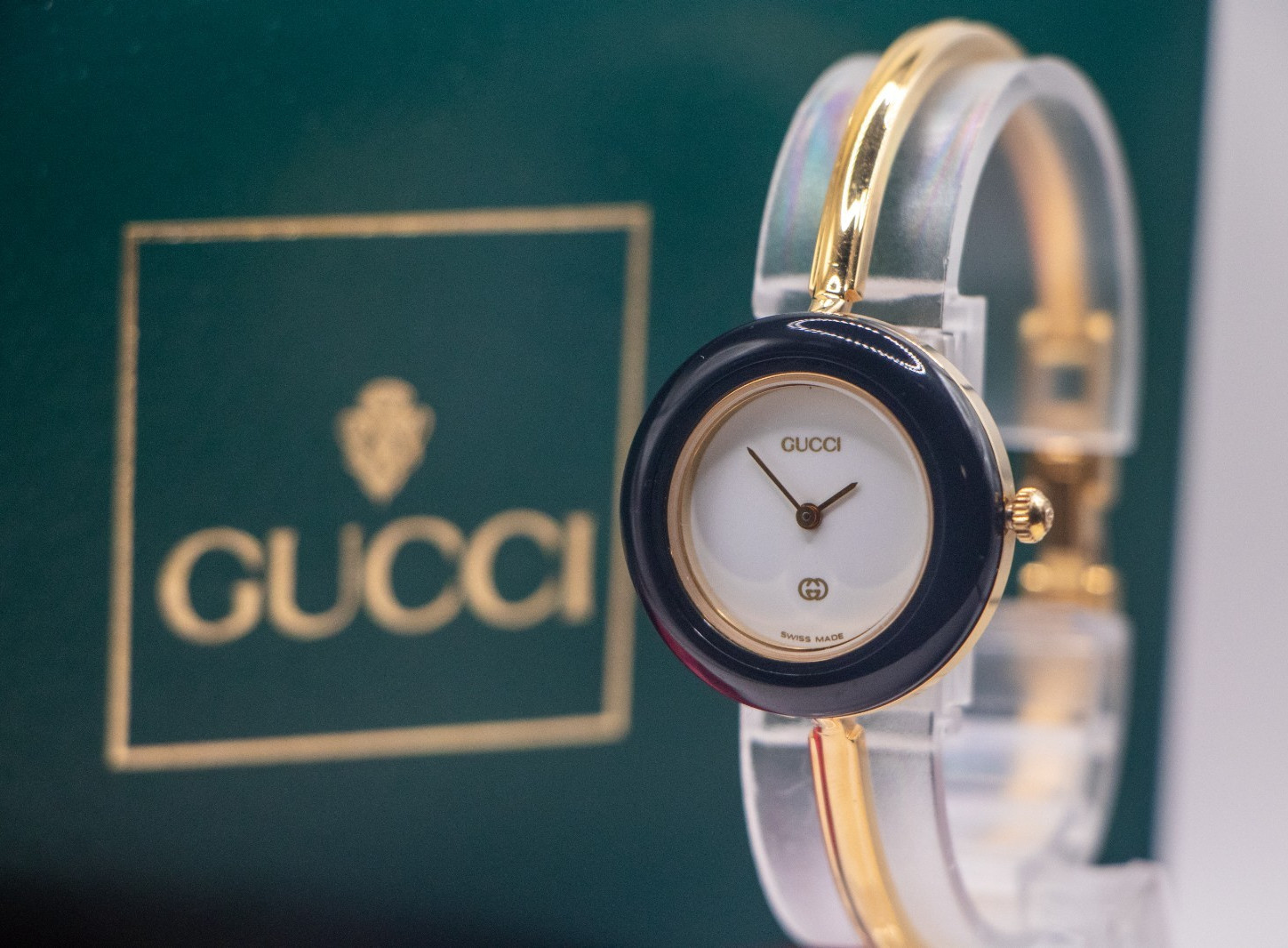 [TOP MINT]GUCCI Change Bezel 11/12.2 1100L Gold Vintage Quartz with Box ＆ Paper
