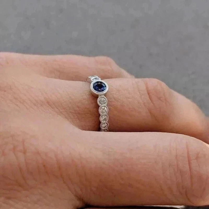 3Ct Round Cut Lab Created Sapphire Women’s Engagement Ring 14K White Gold Plated