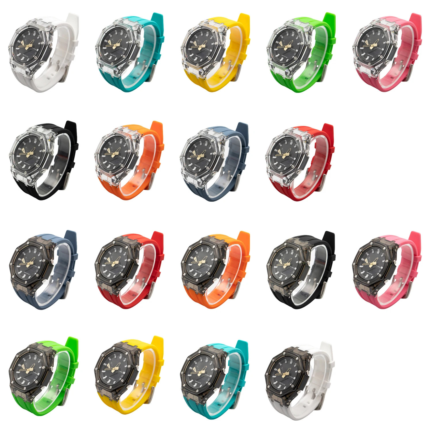 Transparent Mod Kit For Casioak GA2100 GA2110 GAB2100 PC Case Rubber Strap Cover