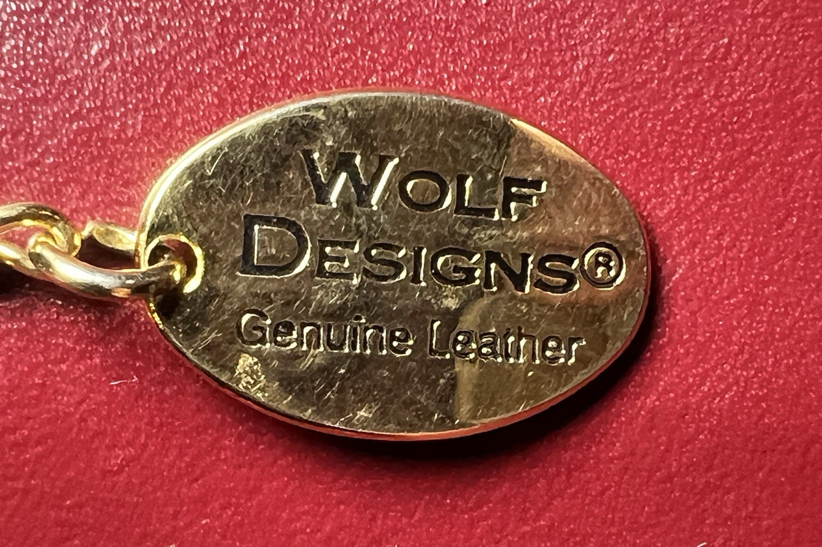 Wolf Designs Jewelry Travel Case Leather Zip Vintage Two Sides Red Hard Case