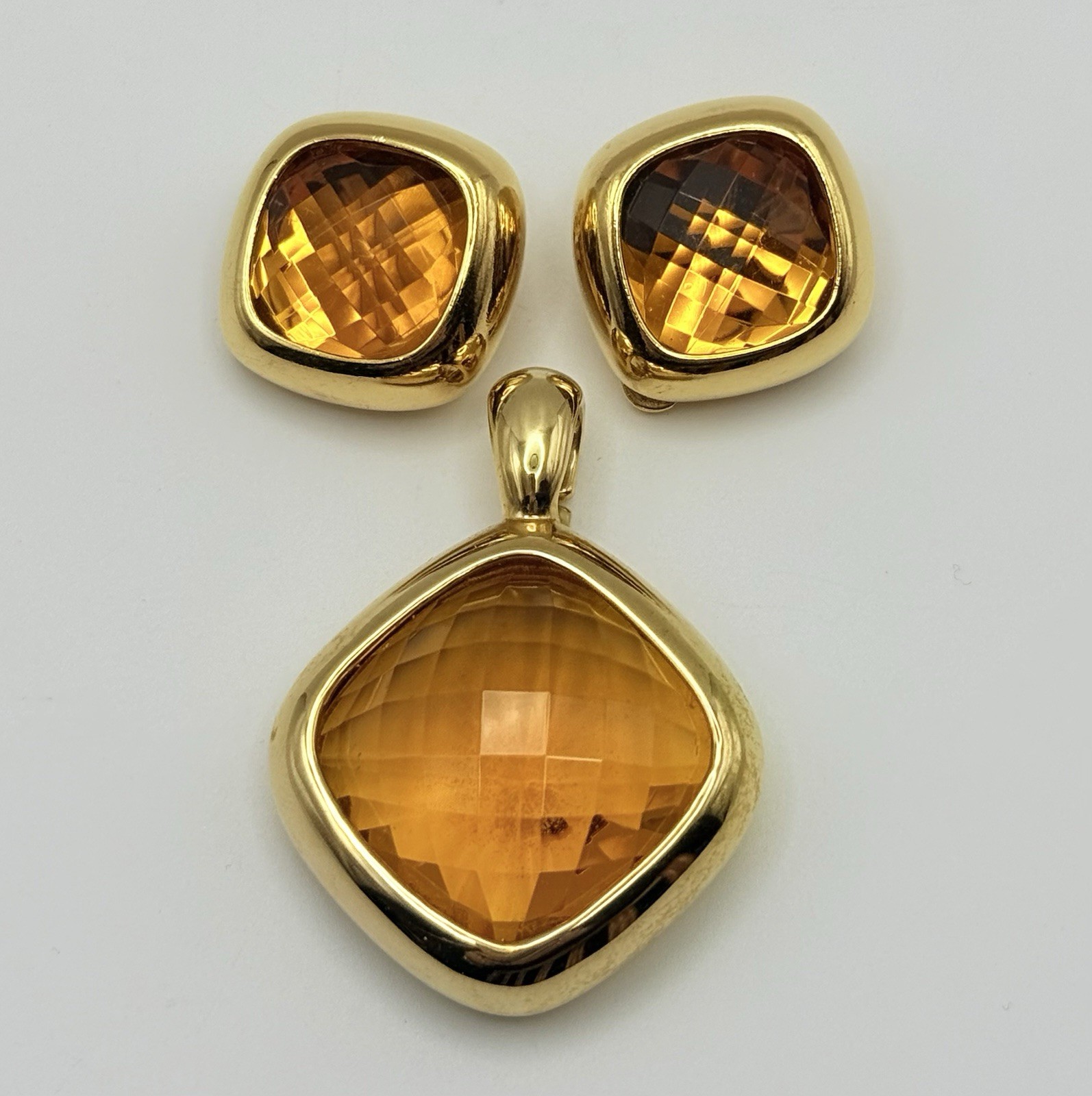 Joan Rivers Pendant & Earring Set Vintage Faux Citrine w/Interchangeable Jackets