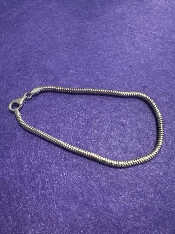 Sterling Silver 925 Italy Snake Chain Bracelet 8.5” 7.36g Solid Silver