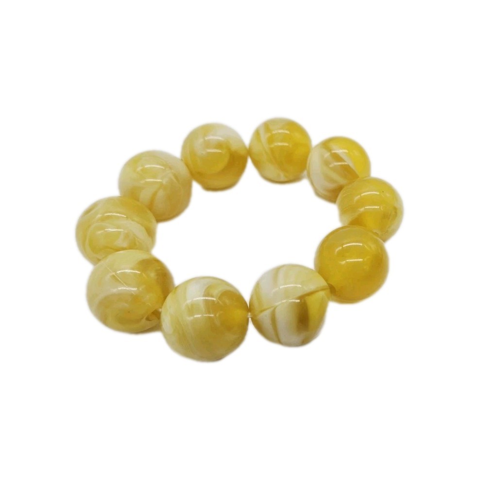 Golden Stretch Bracelet MARBLED Ball WIDE Runway 80’s Style Chunky Acrylic OSFM