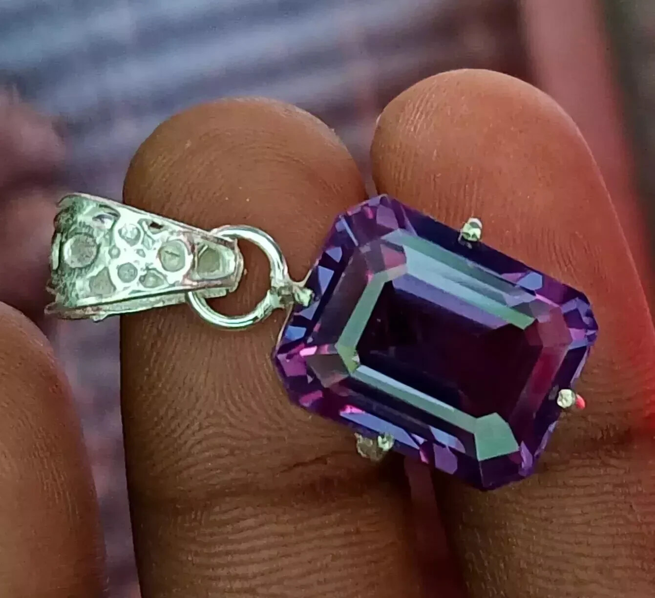 Natural 26.60 CT+ Color Change Alexandrite Certified Gemstone Pendant 925 Silver
