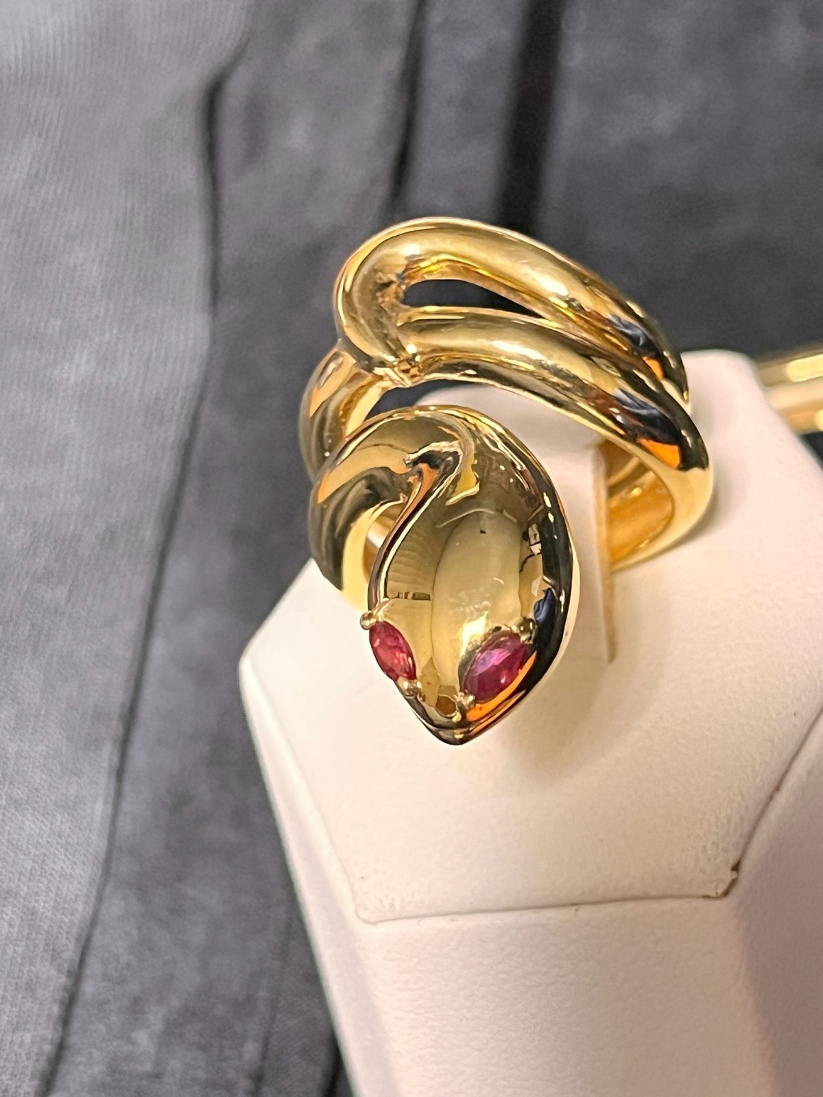 18KT GOLD PLATED 925 SILVER SNAKE RING WOOD VALENZA WOODS