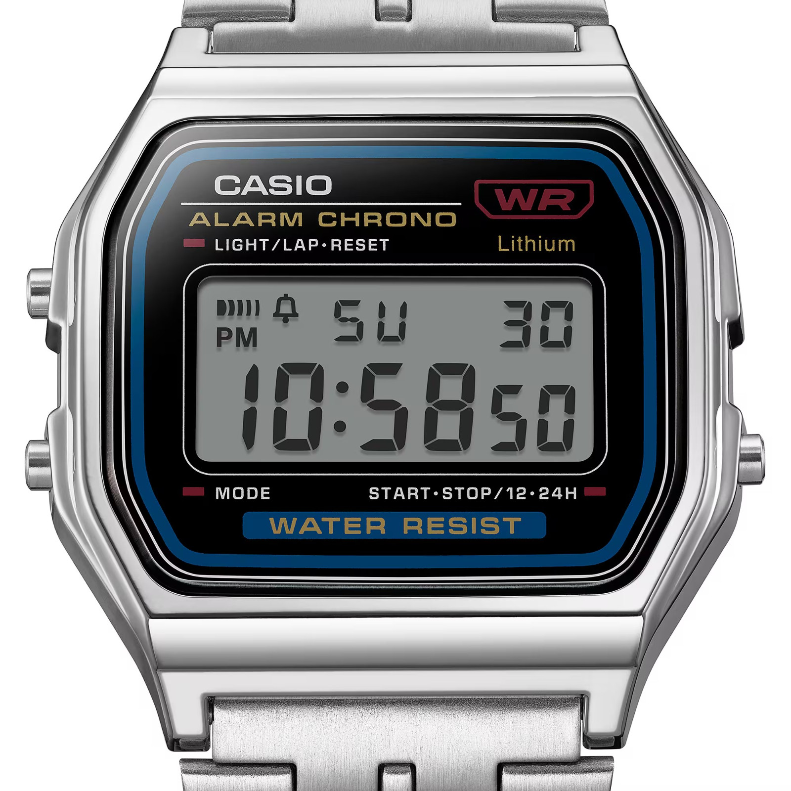 Casio A159WA-N1JH Digital Watch Silver Stainless Steel Alarm Chrono Japan