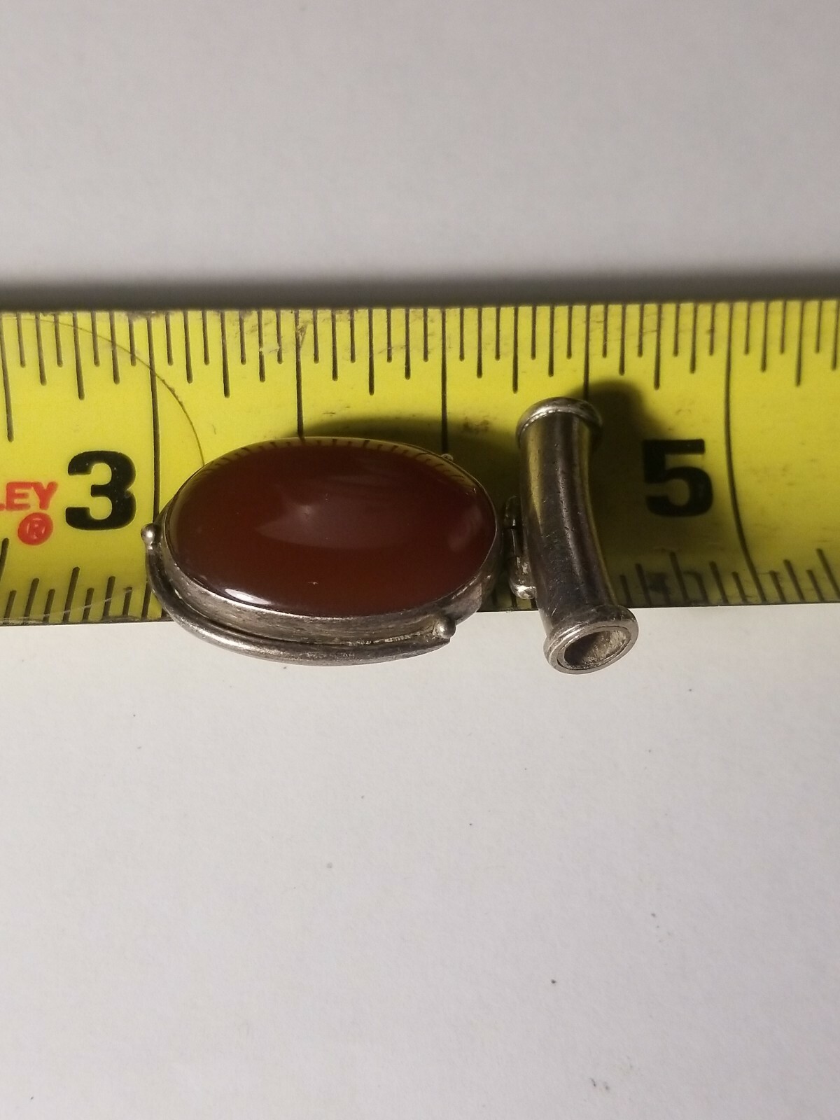 Sterling Silver Pendant With Red Stone oval 12.07 grams