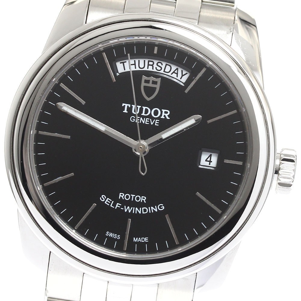 TUDOR Glamour 56000 Date day black Dial Automatic Men’s Watch Fast Shipping