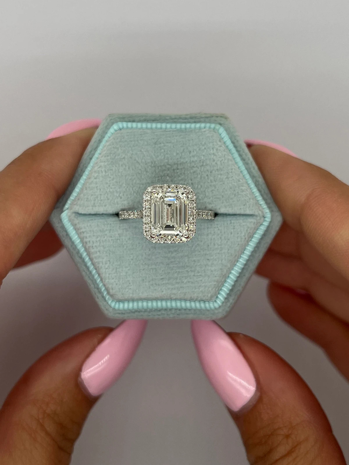 4.50 carat D Color VVS2 Clarity IGI Certified Emerald Cut Lab Grown Diamond Halo