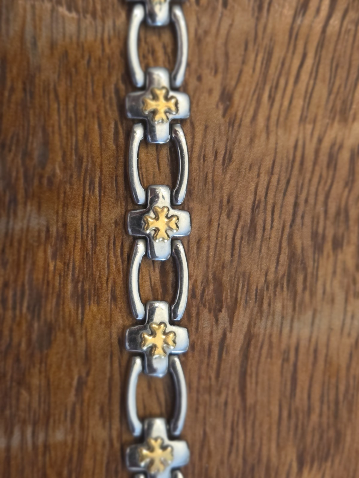 Vintage Italy MILOR Stailess Steel and 18k Gold Hinged Bangle Bracelet