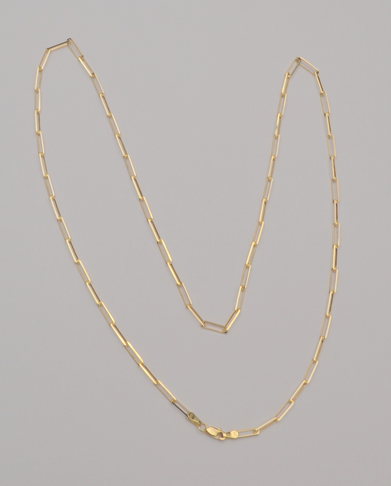 14K Yellow Gold Paperclip Link Chain Necklace 22”
