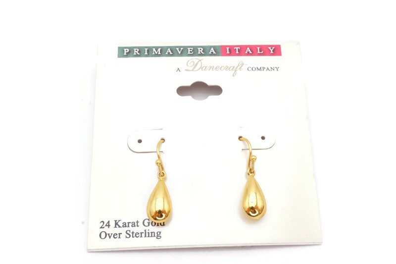 Gold Plated Sterling Silver 925 Dangle Earrings Danecraft G5