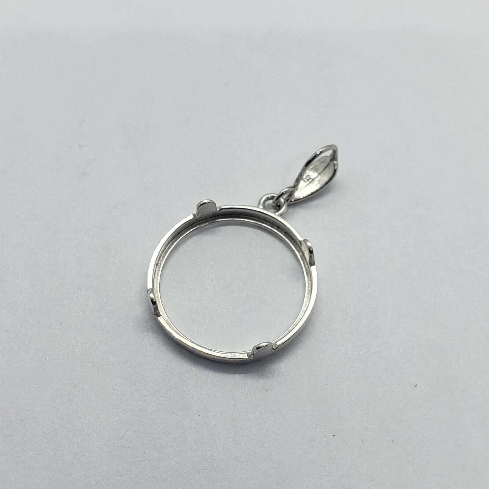 925 Sterling Silver Diamond Cut Bezel 22mm Coins Prong Back 5 Cent Nickel Coin