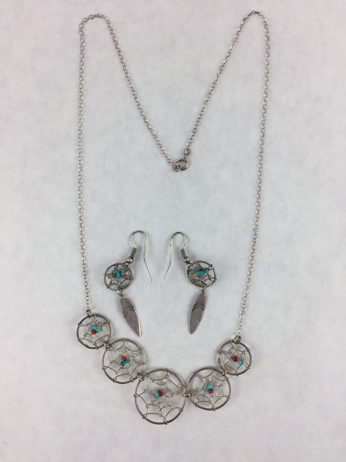 Dream Catcher Arizona Necklace and Earrings Silver Earring Coated Silver