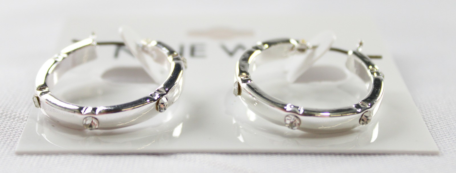 Nine West Women’s Simulated Crystal Hoop Earrings SV3 Silver-Tone 0.98″ Length