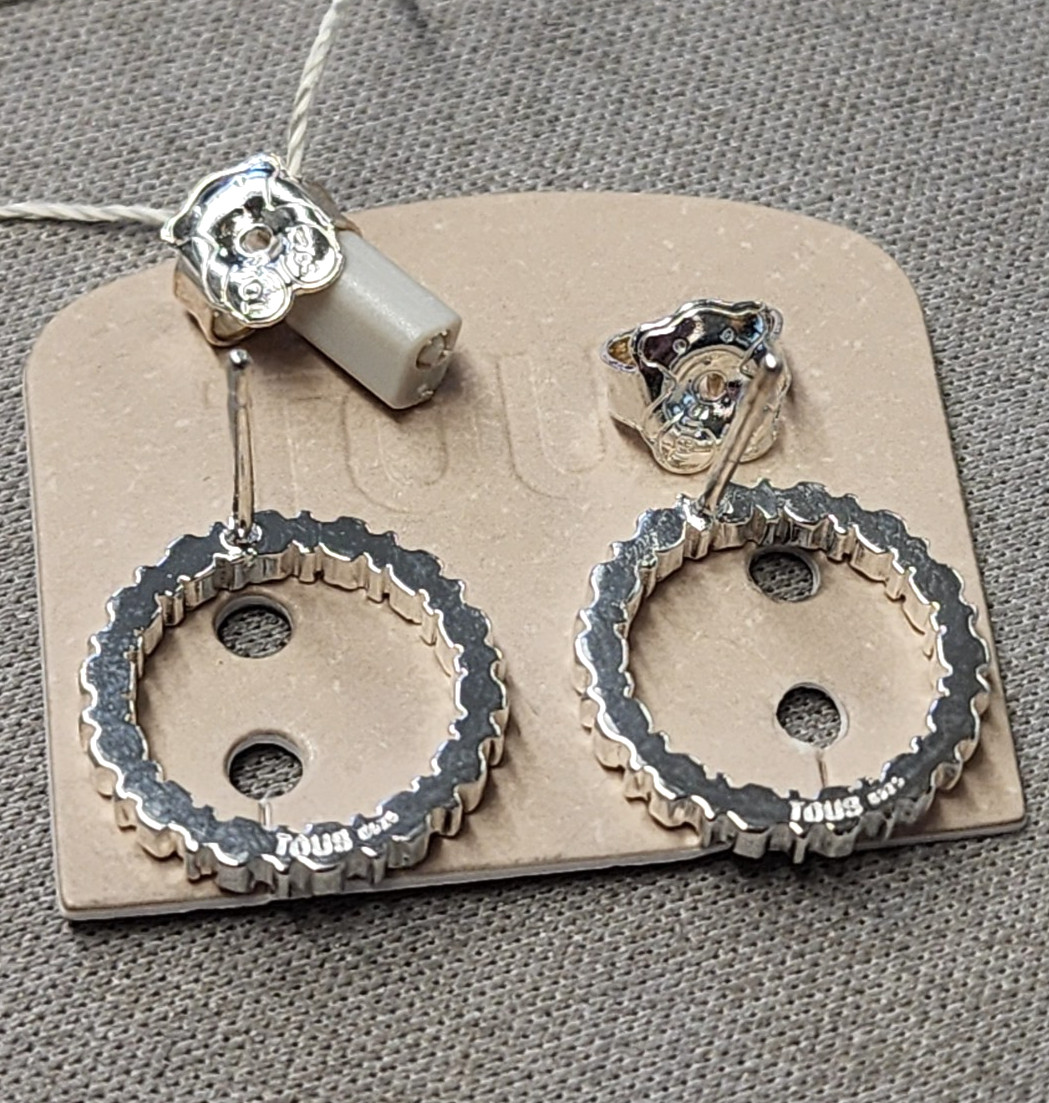 Tous Medium Silver Straight Disc Earrings 15mm Sterling Silver