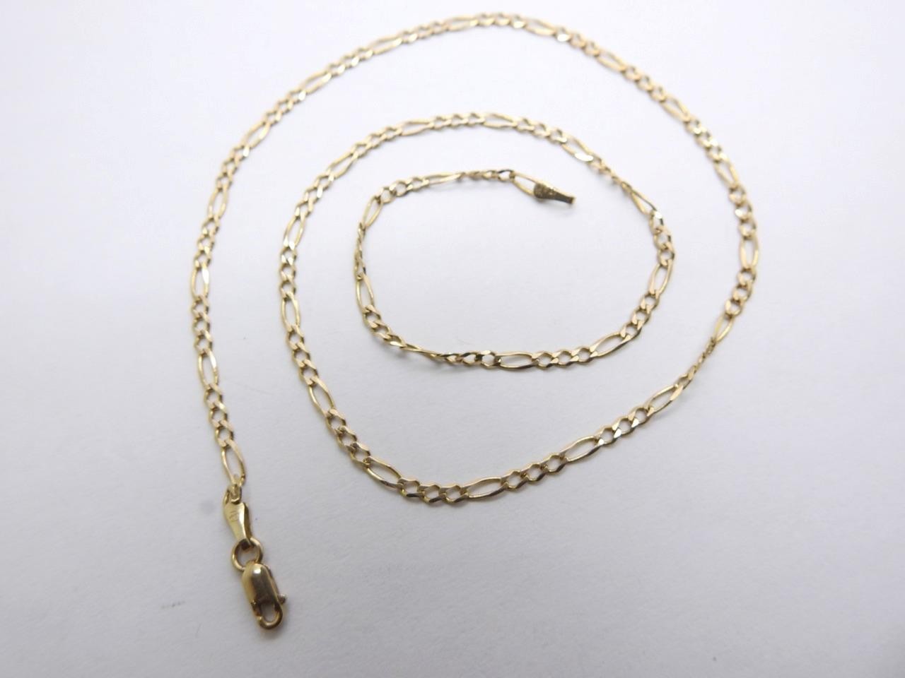 14K Solid Yellow Gold Figaro link Chain Necklace 18.5″ inch 4 Grams 2.50 mm