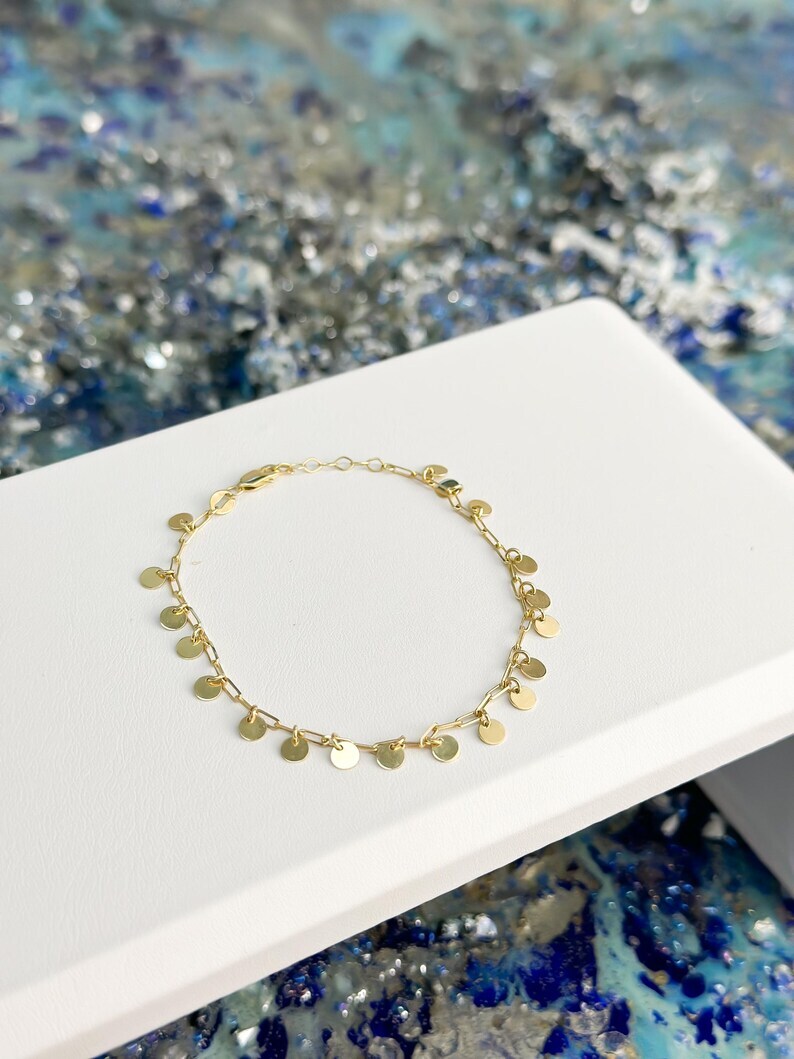 2 -14k Solid Gold Anklet 1mm Paper Clip Link, Adjustable 9 to 9.5 inches, Yellow