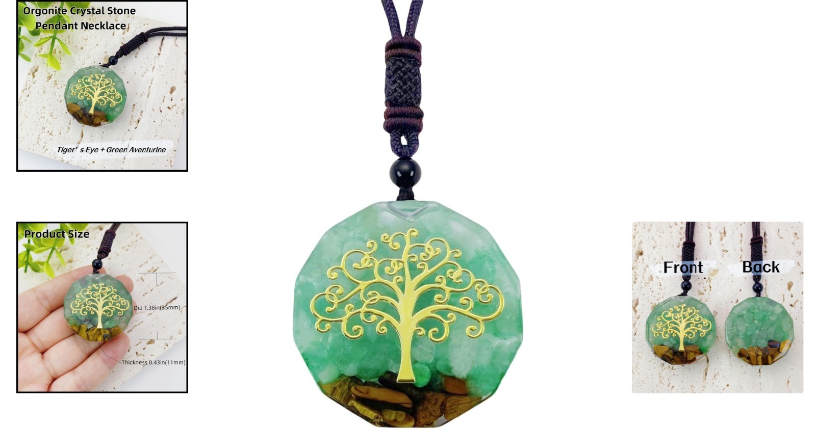 Healing Orgonite Tree of Life Crystal Necklace – Energy Talisman for Mindfulness
