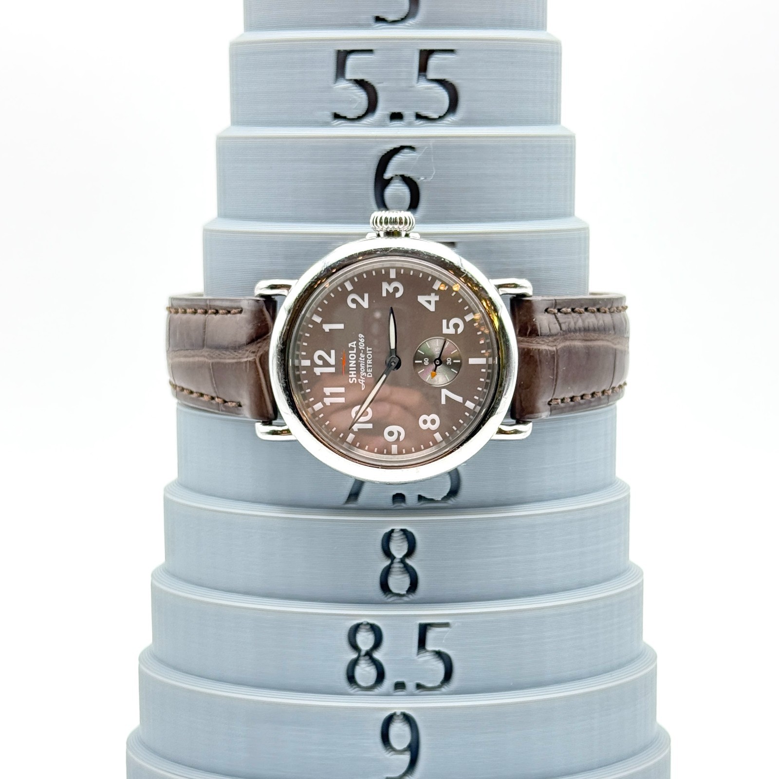 Shinola The Runwell Argonite 1069 Watch with Alligator Band *WORKS*