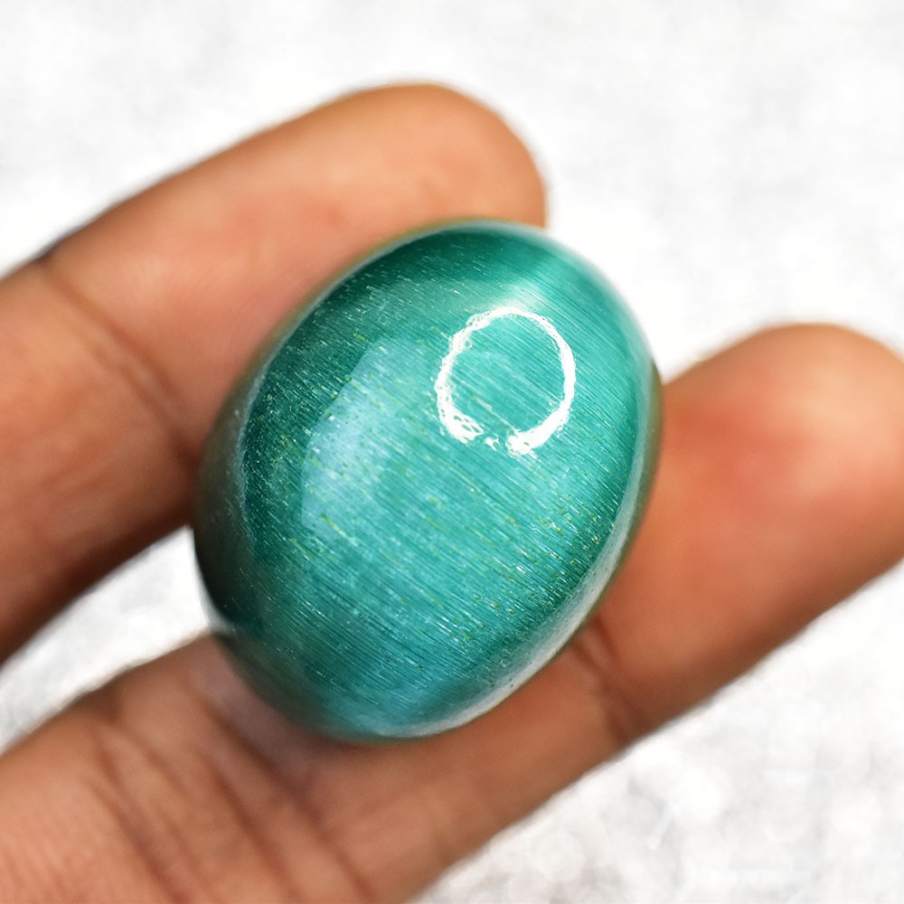 Natural Green Cat’s Eye CERTIFIED 84.70 Ct RARE Cabochon Cut Loose Gemstone