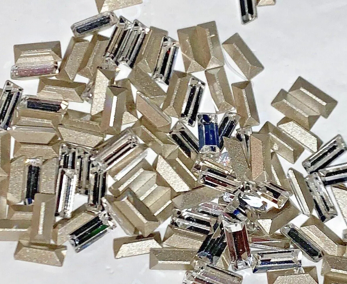 12 Swarovski 4501 Crystal 7x3mm Baguette Rhinestones Foiled